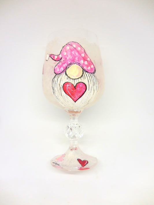 Valentine's Gnomes Wine Glasses