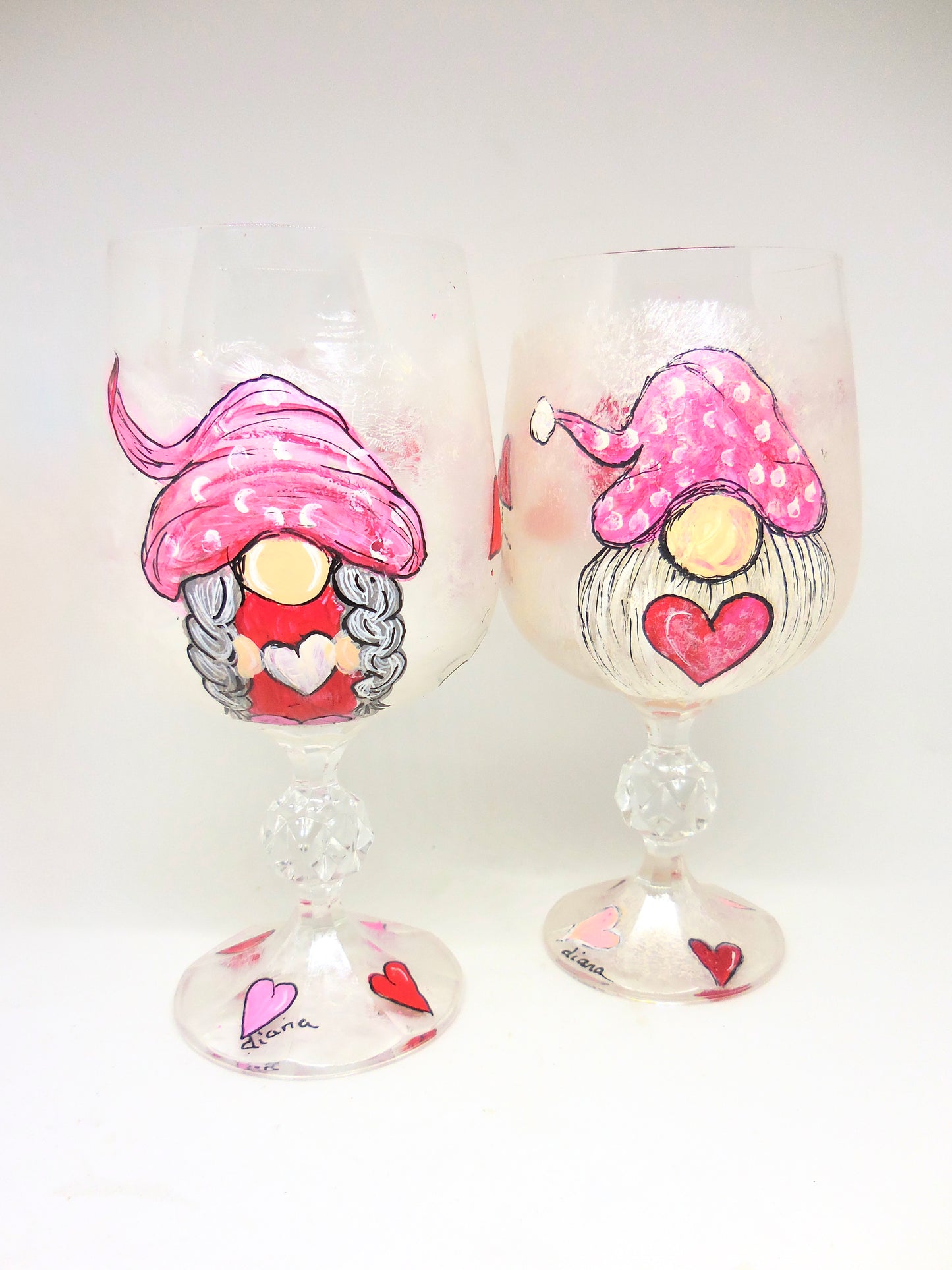 Valentine's Gnomes Wine Glasses