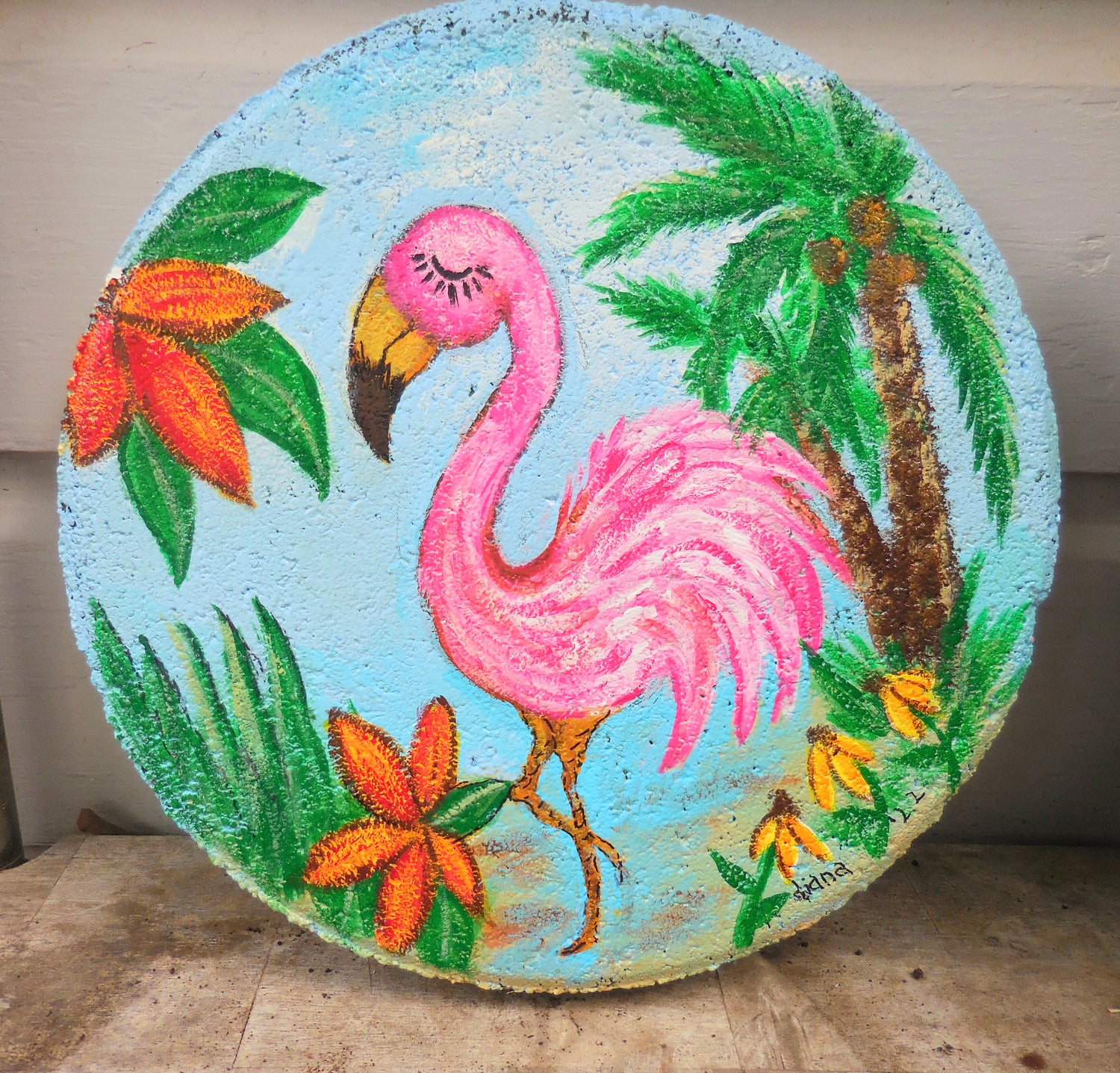 flamingo stepping stone