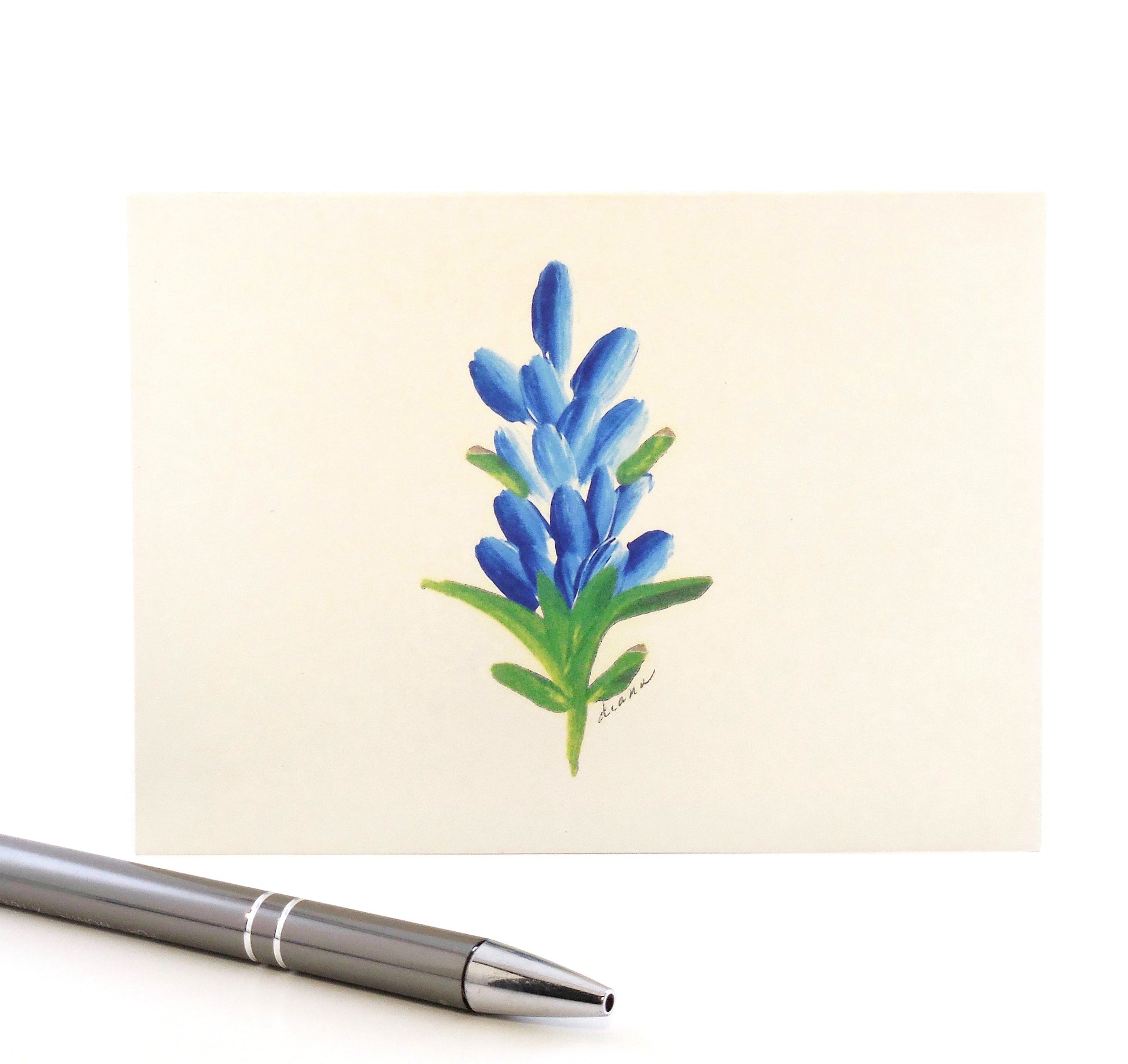 paper notecard with bluebonnets design