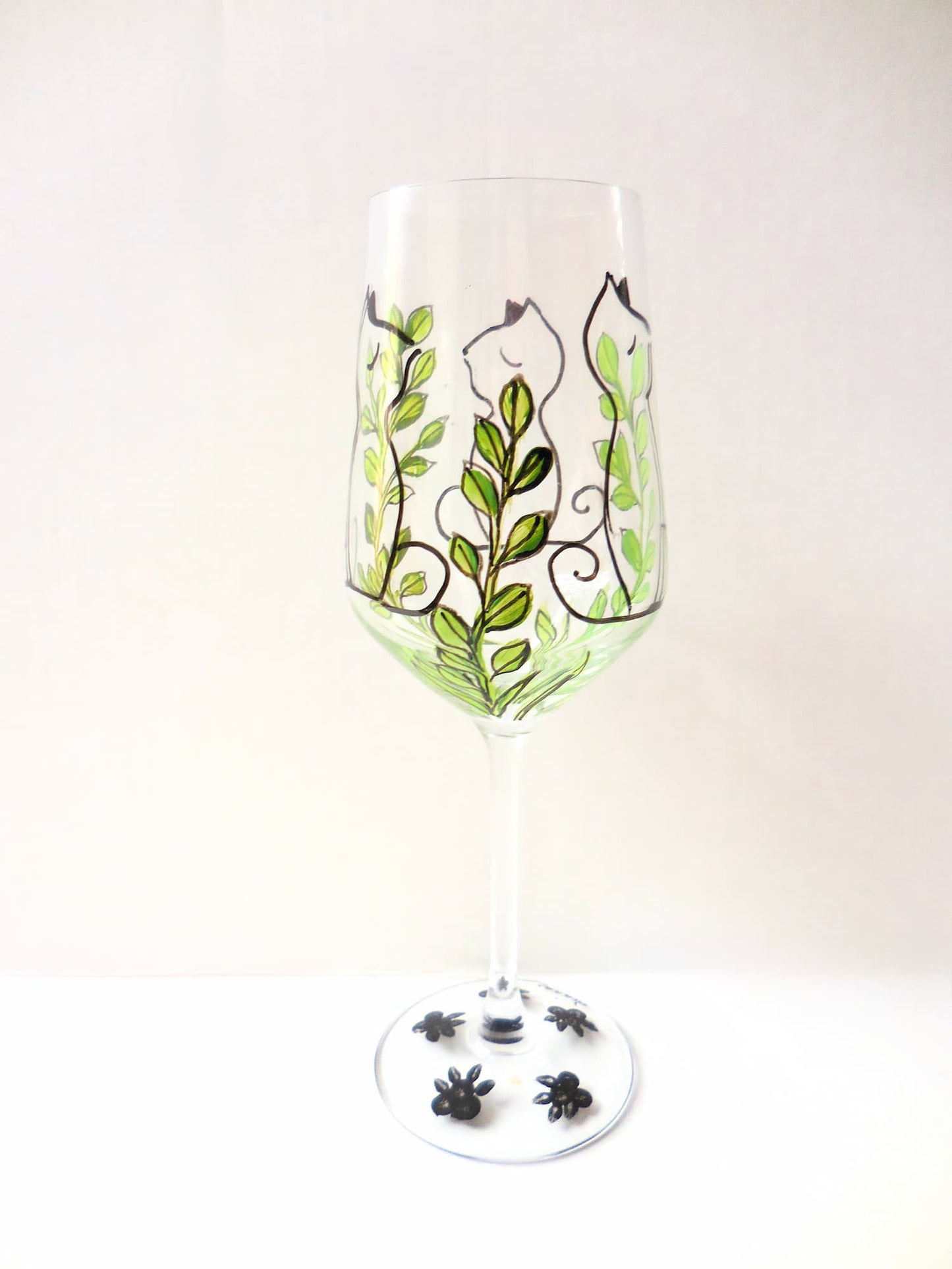 Aloof Cat in Leaves Wine Glass