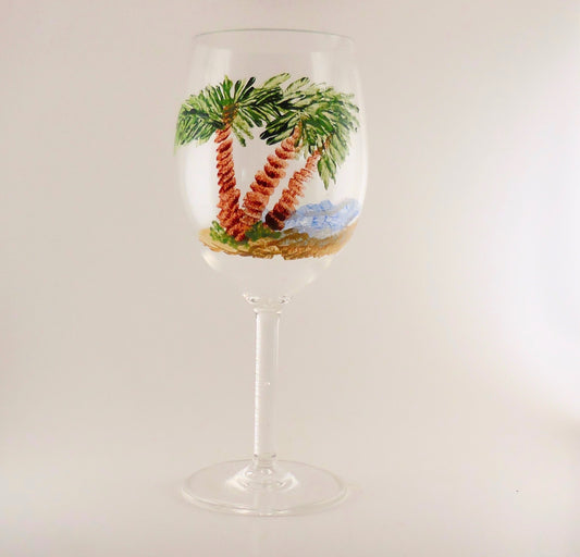 Wine Glass with Palm Trees