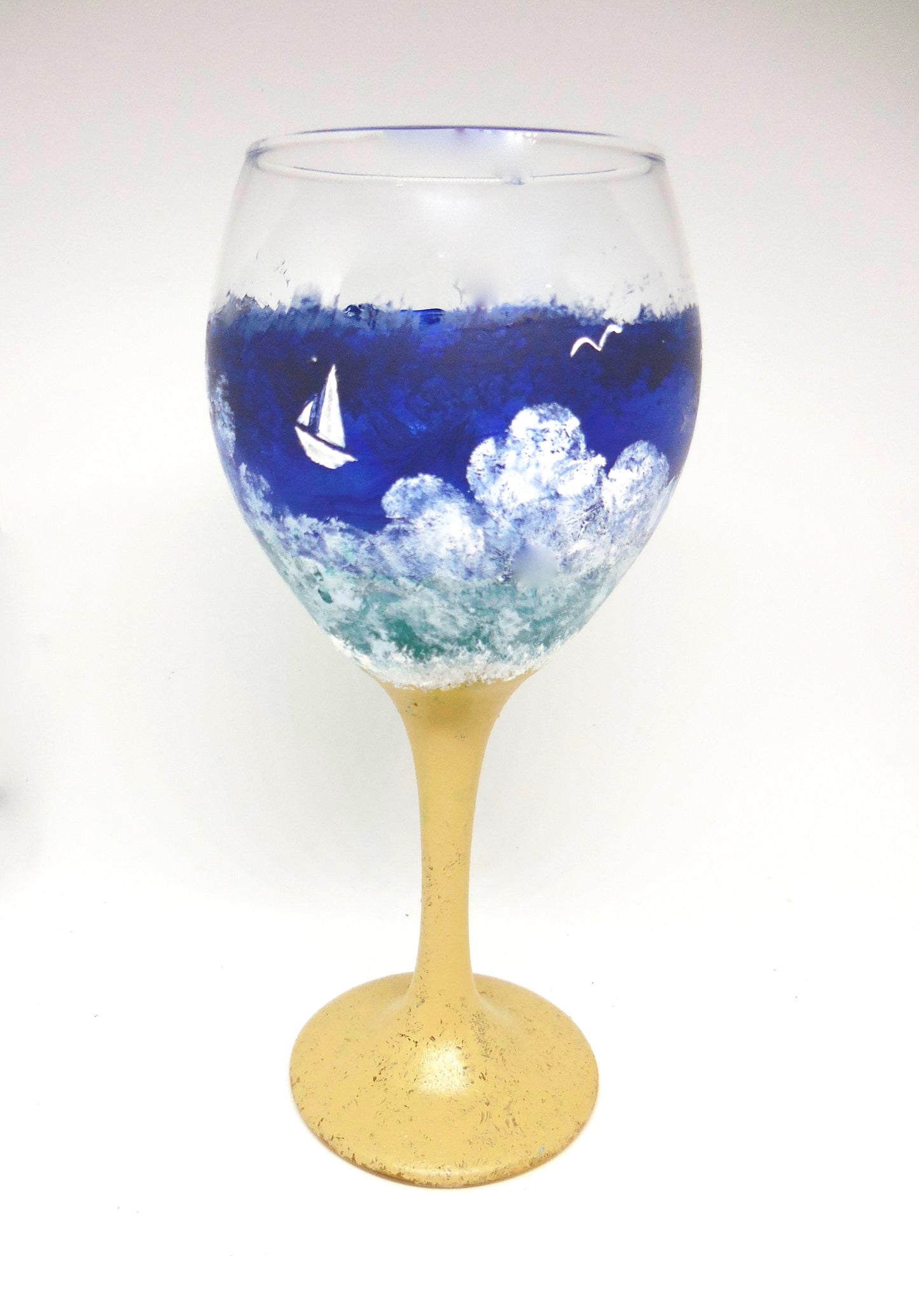 Wine Glass with Beach Scene