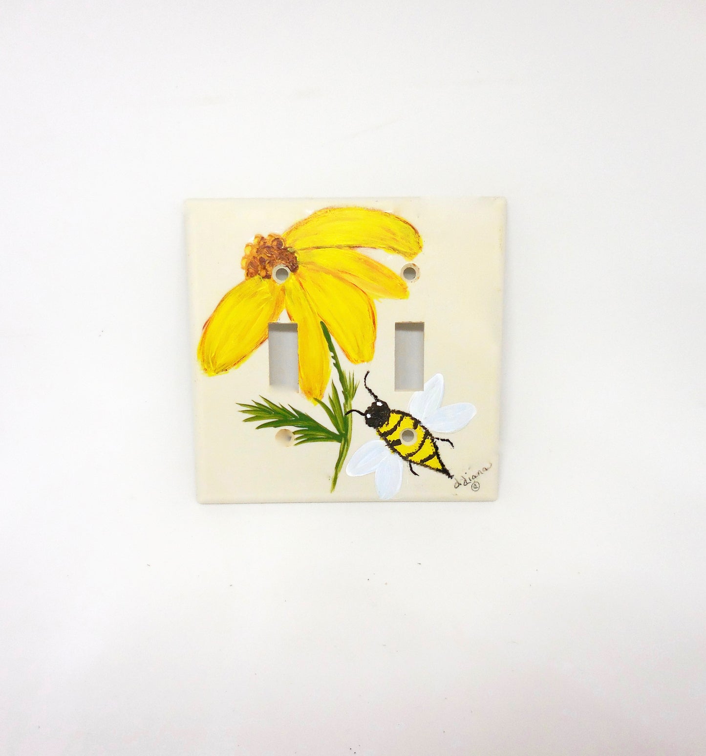 Switchplate Cover Featuring Bee and a Flower