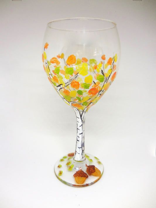 Wine Glass with Birch Tree Design