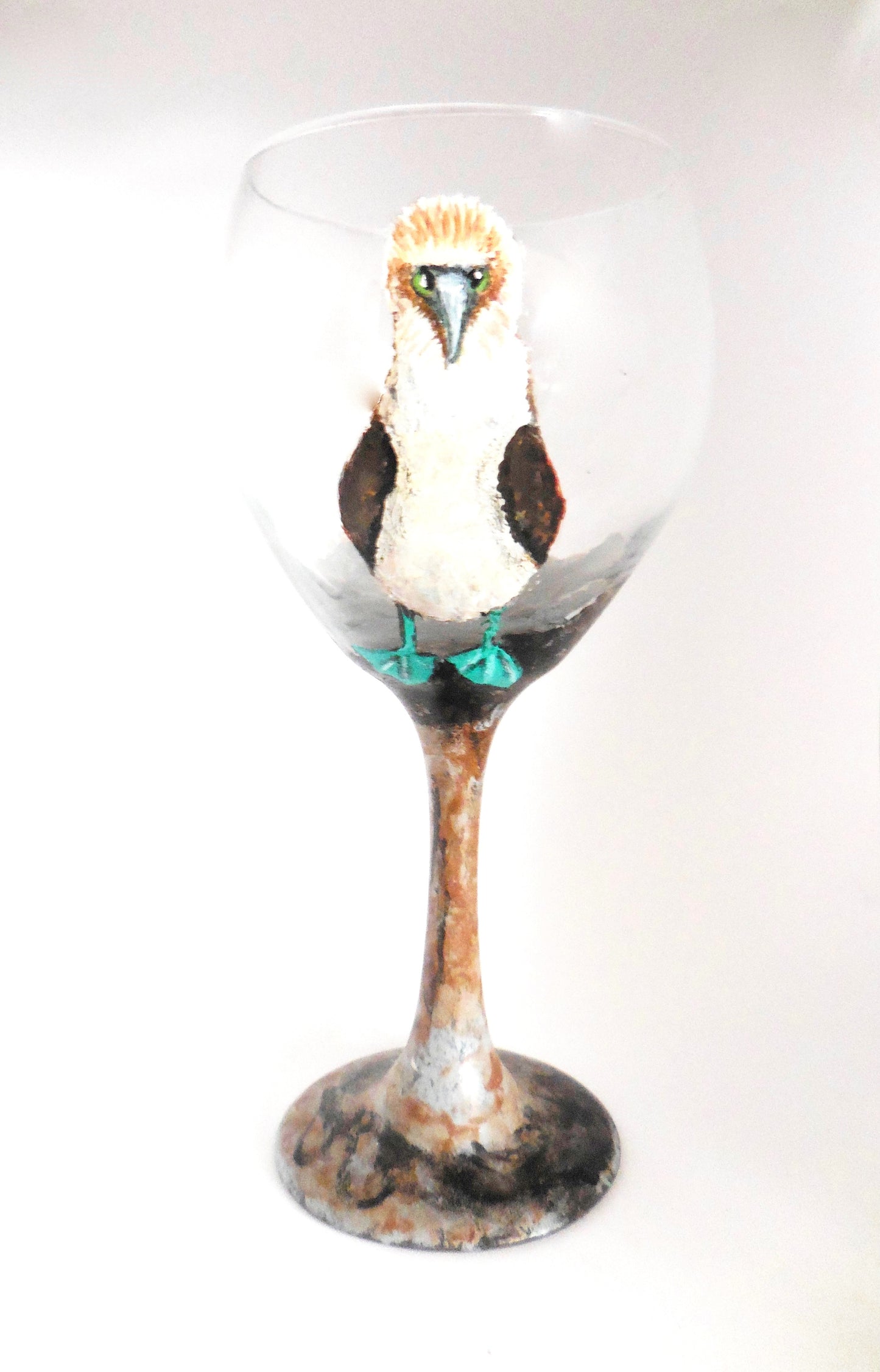 wine glass with bird design