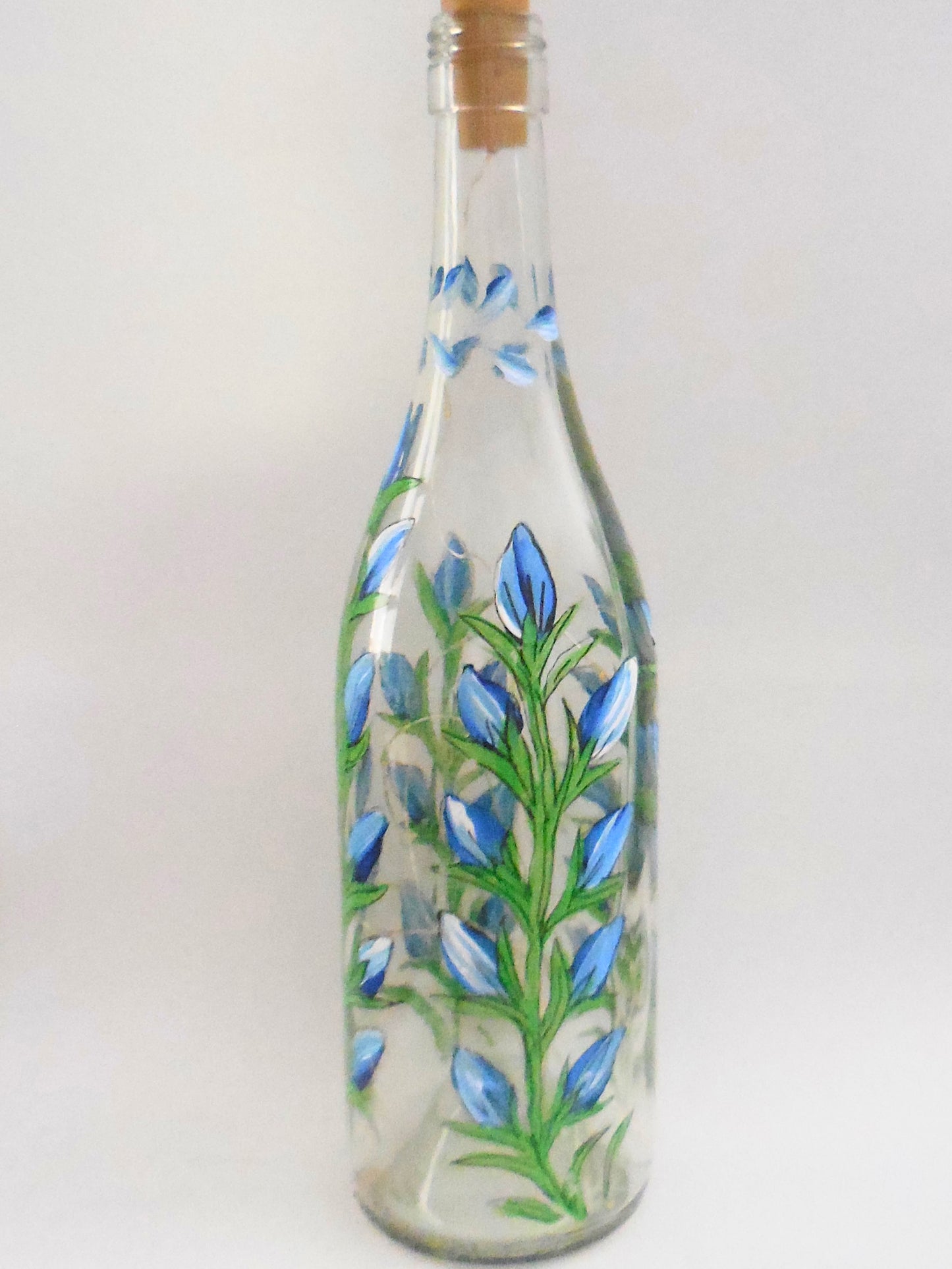 Bluebonnet Wine Bottle with Lights