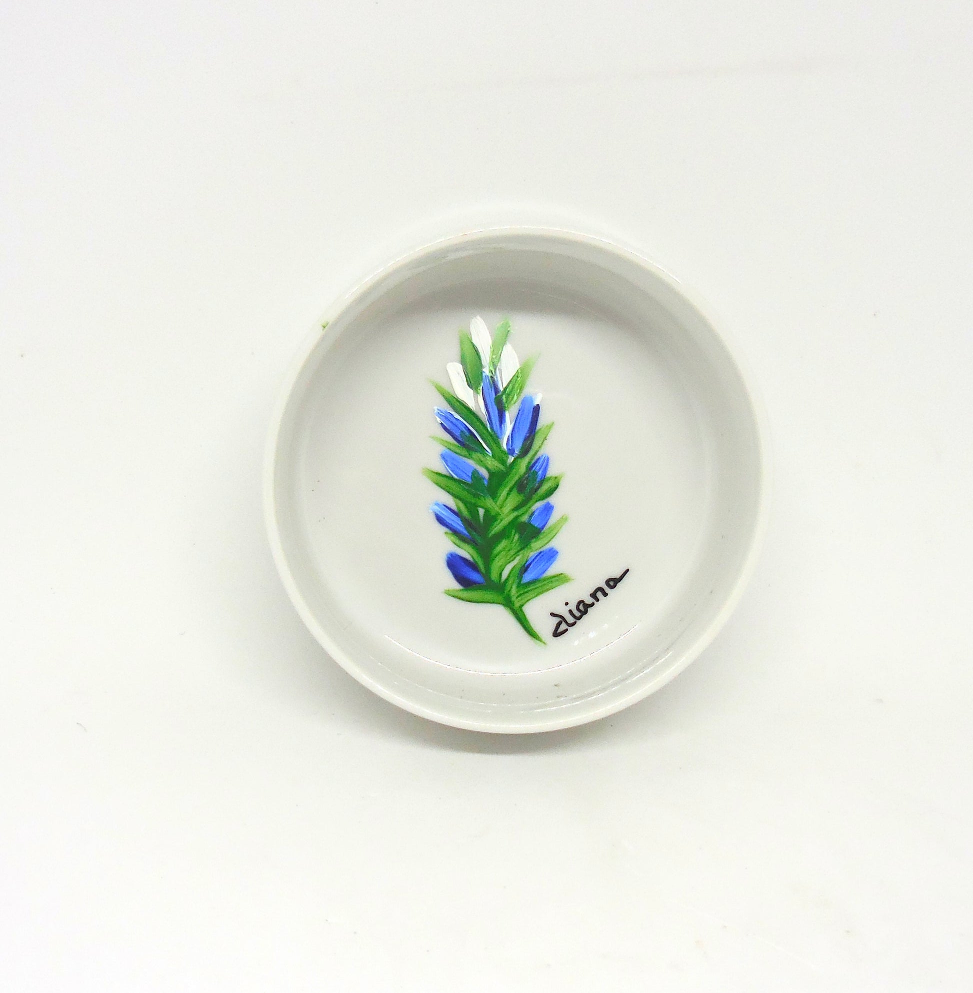 ceramic dish with bluebonnets design