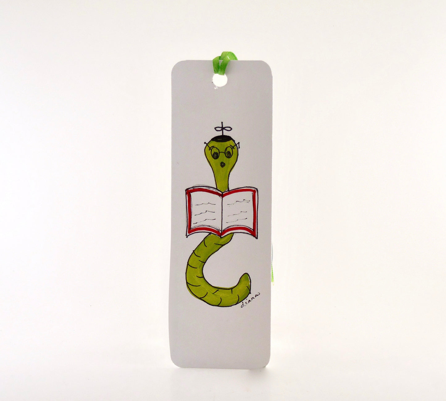 bookmark with bookworm design