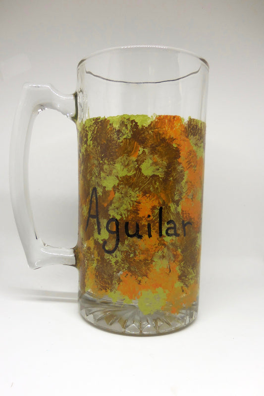 beer mug with camo design and name