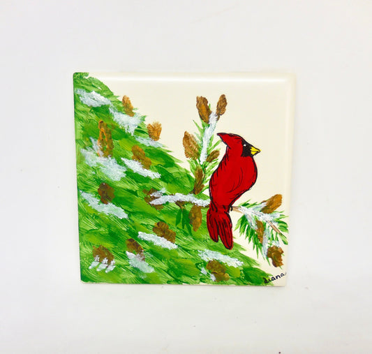 tile with cardinal design