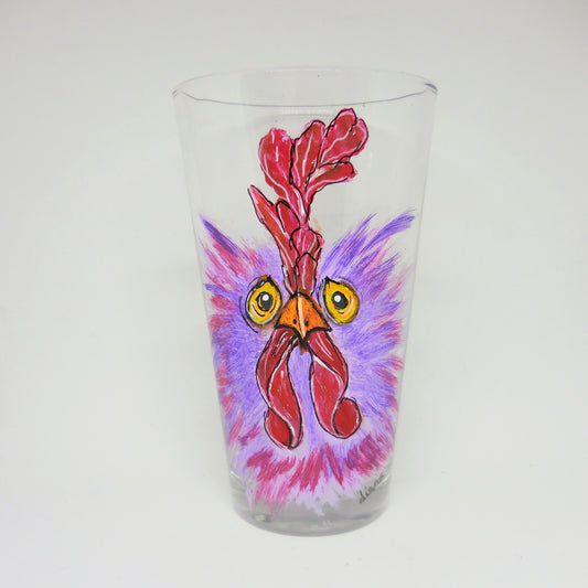 tall glass with purple chicken