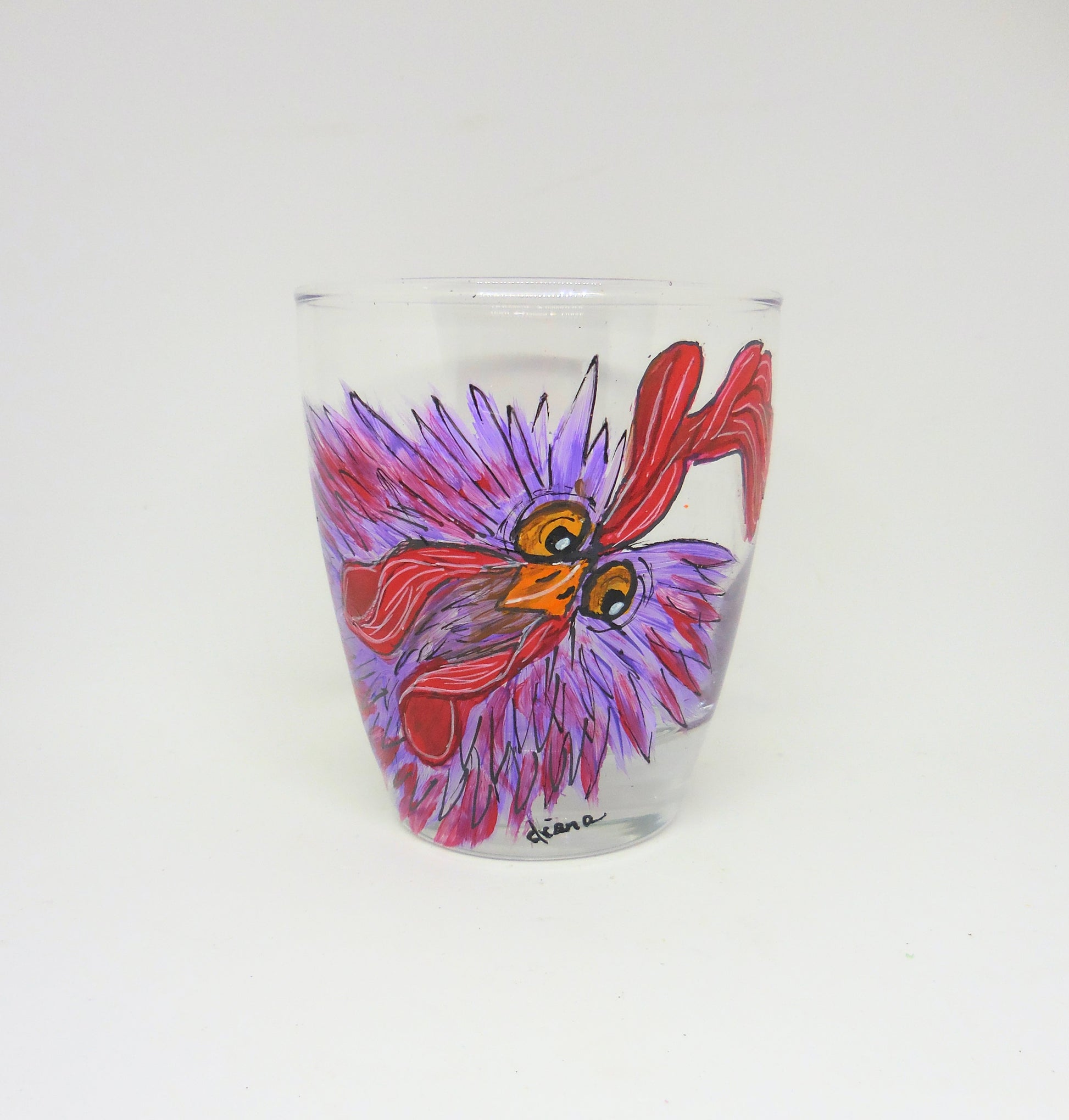 tumbler with purple chicken