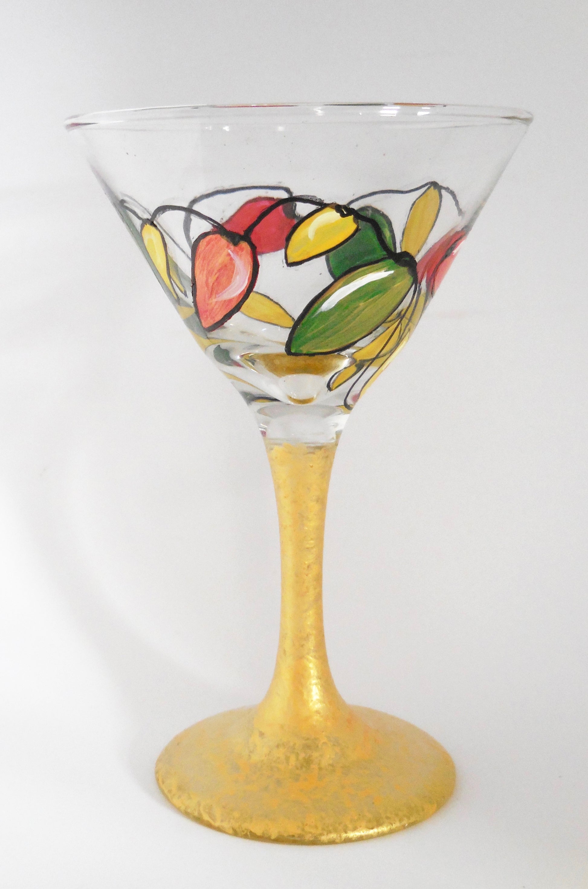 martini glass with christmas lights design