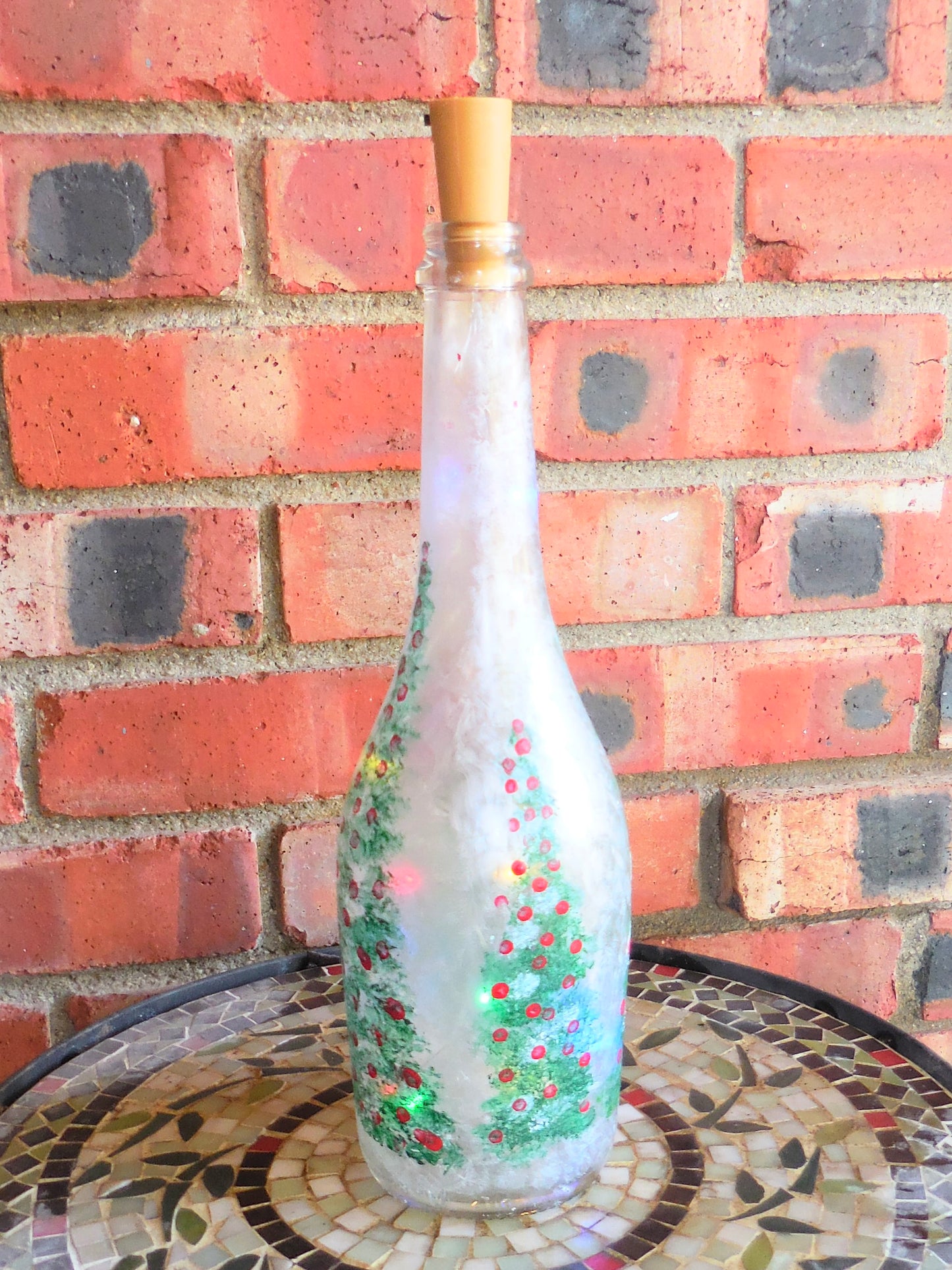 christmas lighted bottle