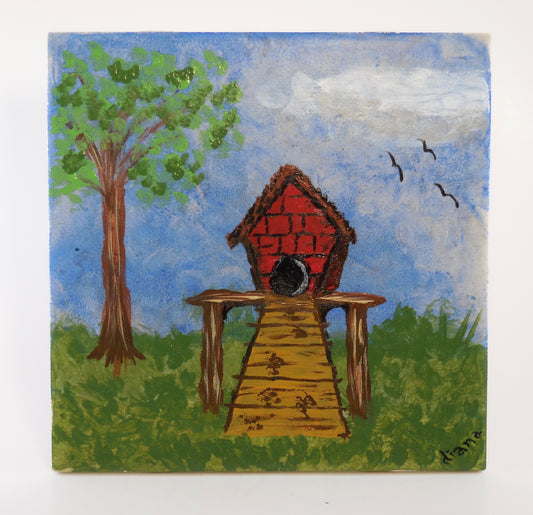 Red Chicken Coop Ceramic Tile