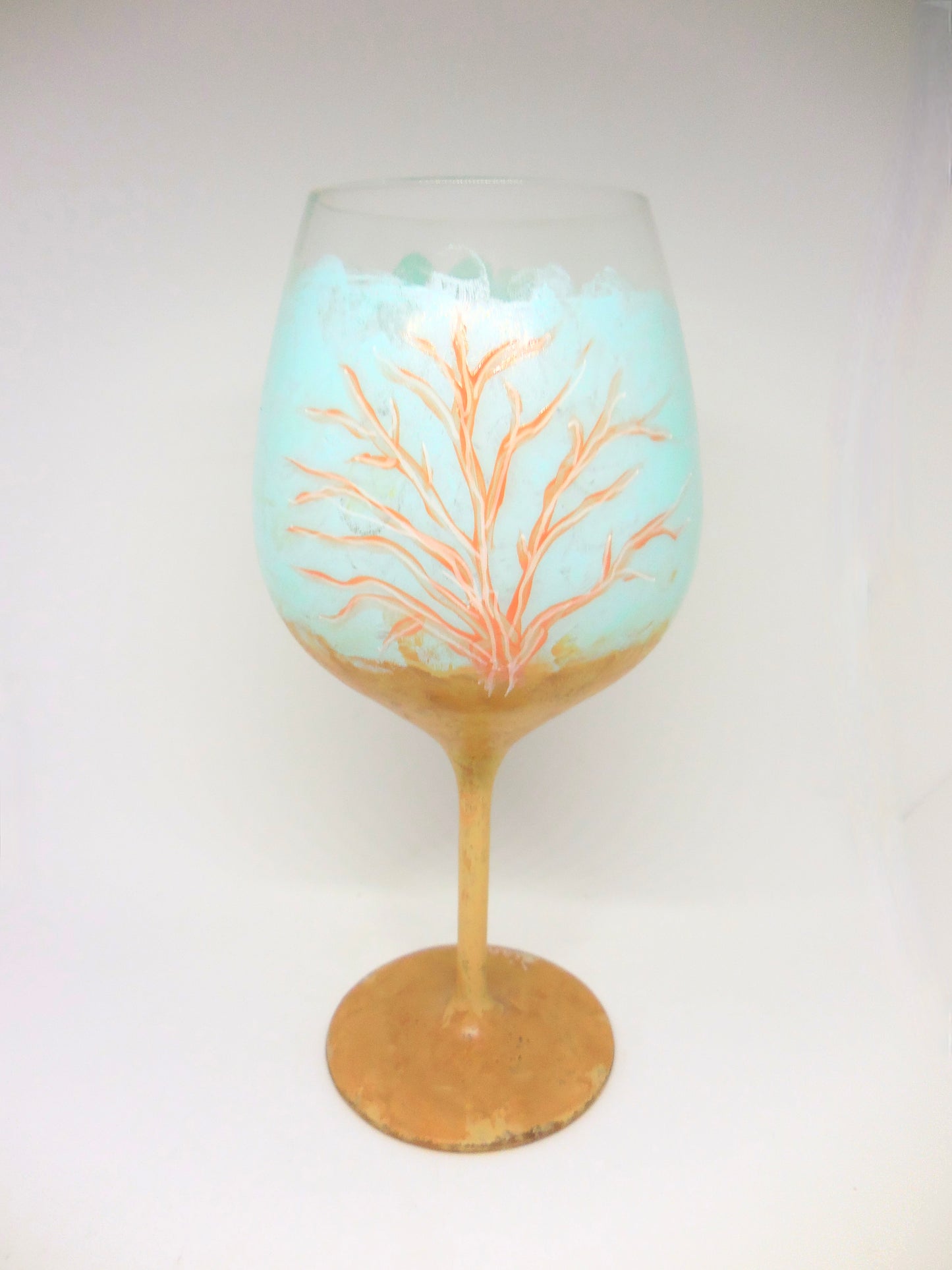 Wine Glass with Pink Coral