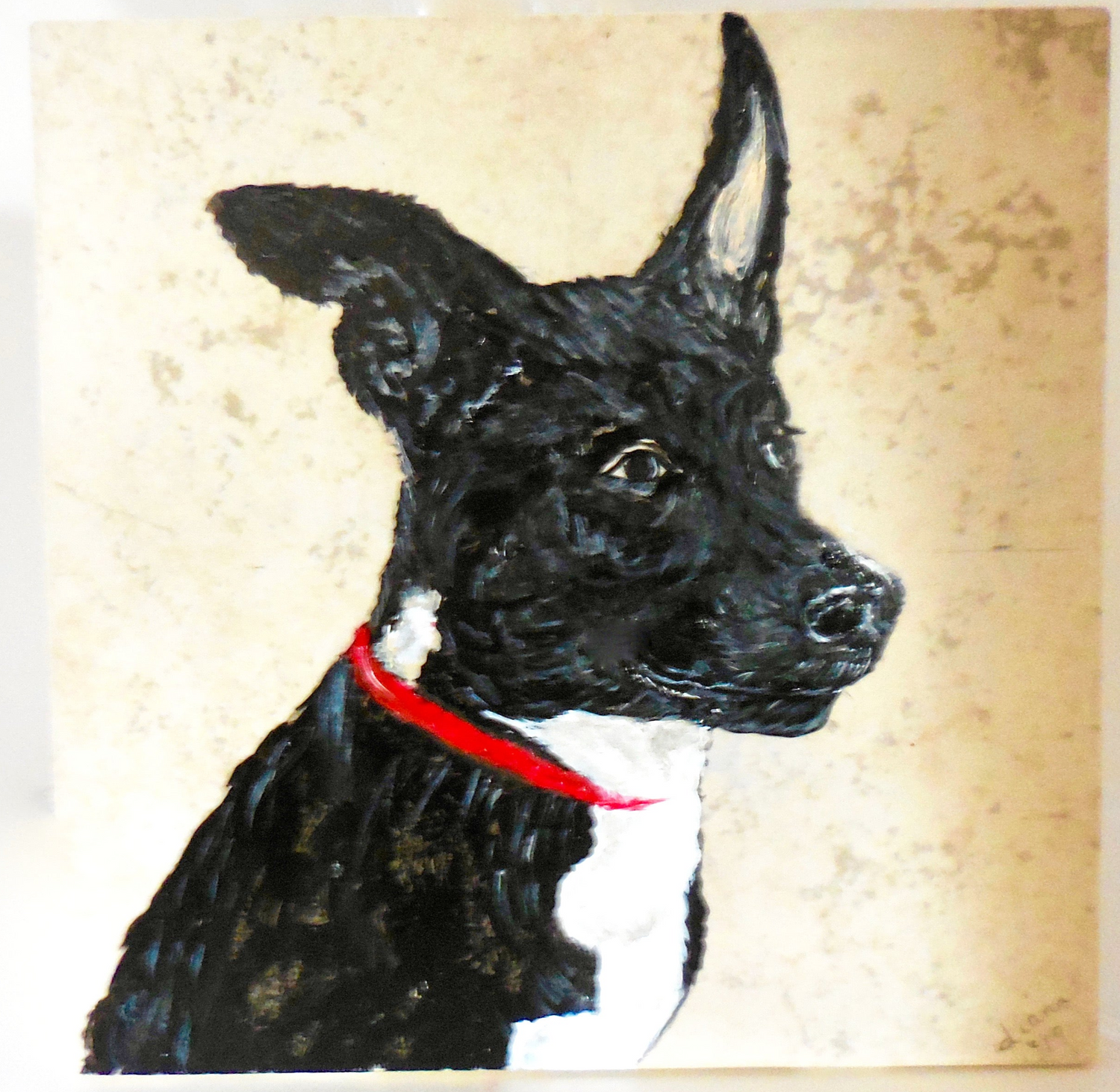 tile with dog portrait