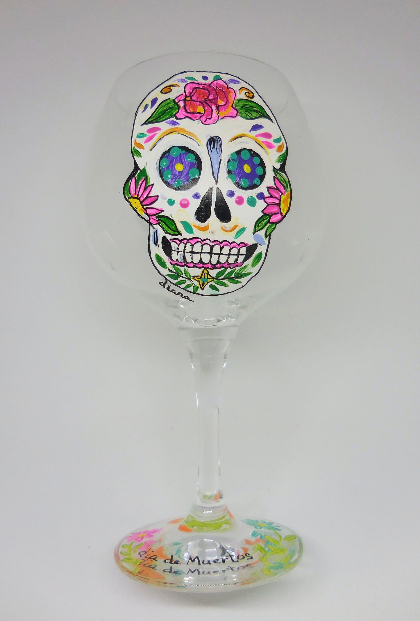 Dia de los Muertos Wine Glass