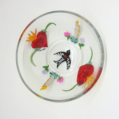 glass bowl with dia de los muertos design