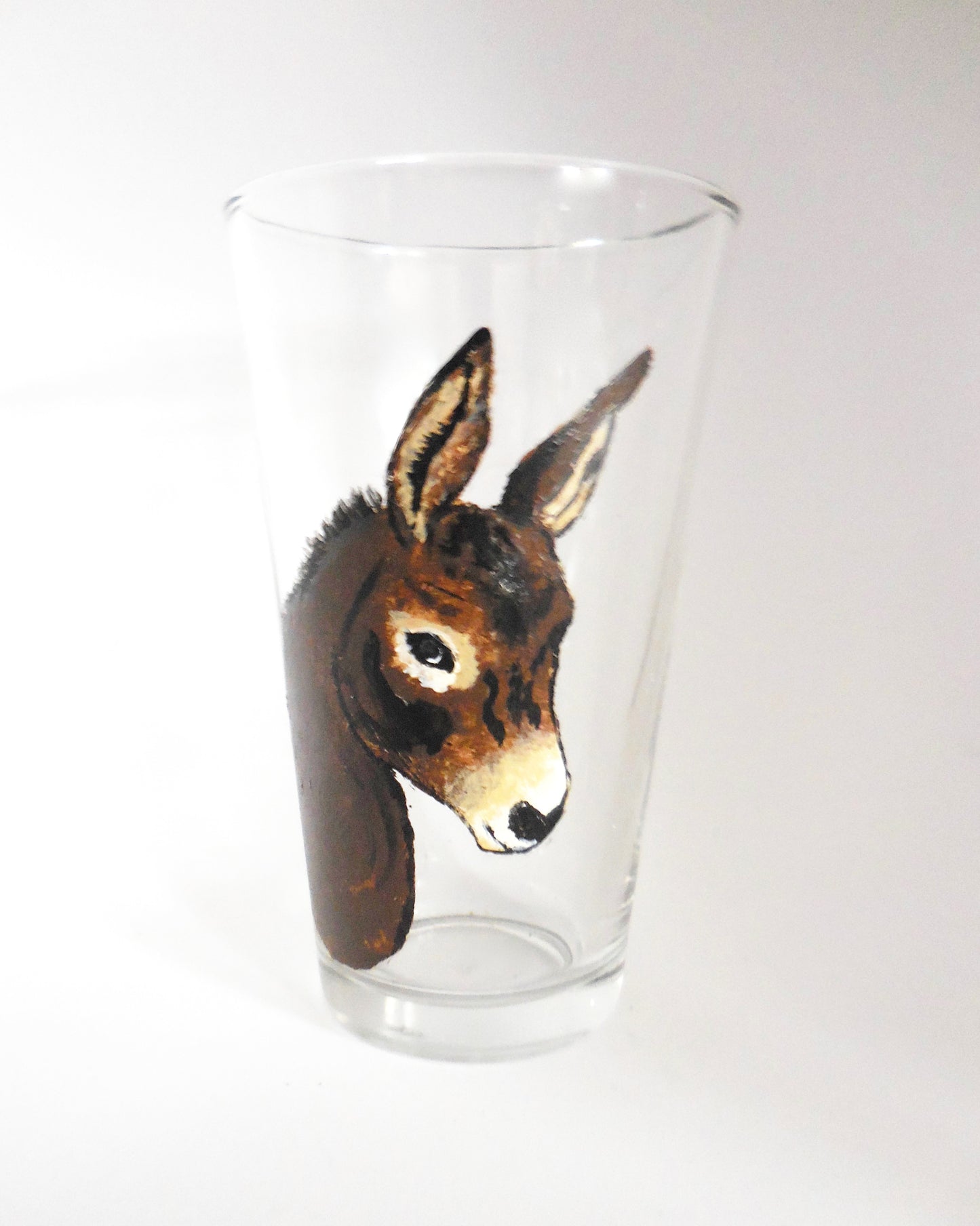 Water Glass featuring a Donkey Design