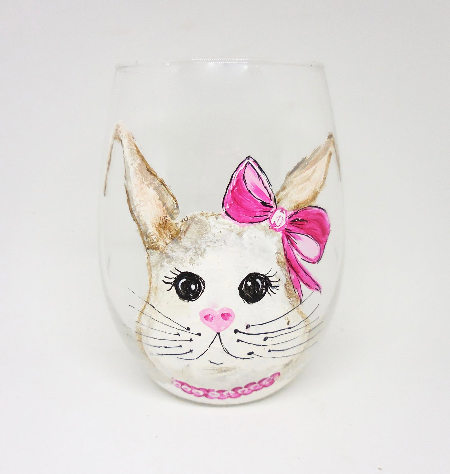 girl easter bunny glass