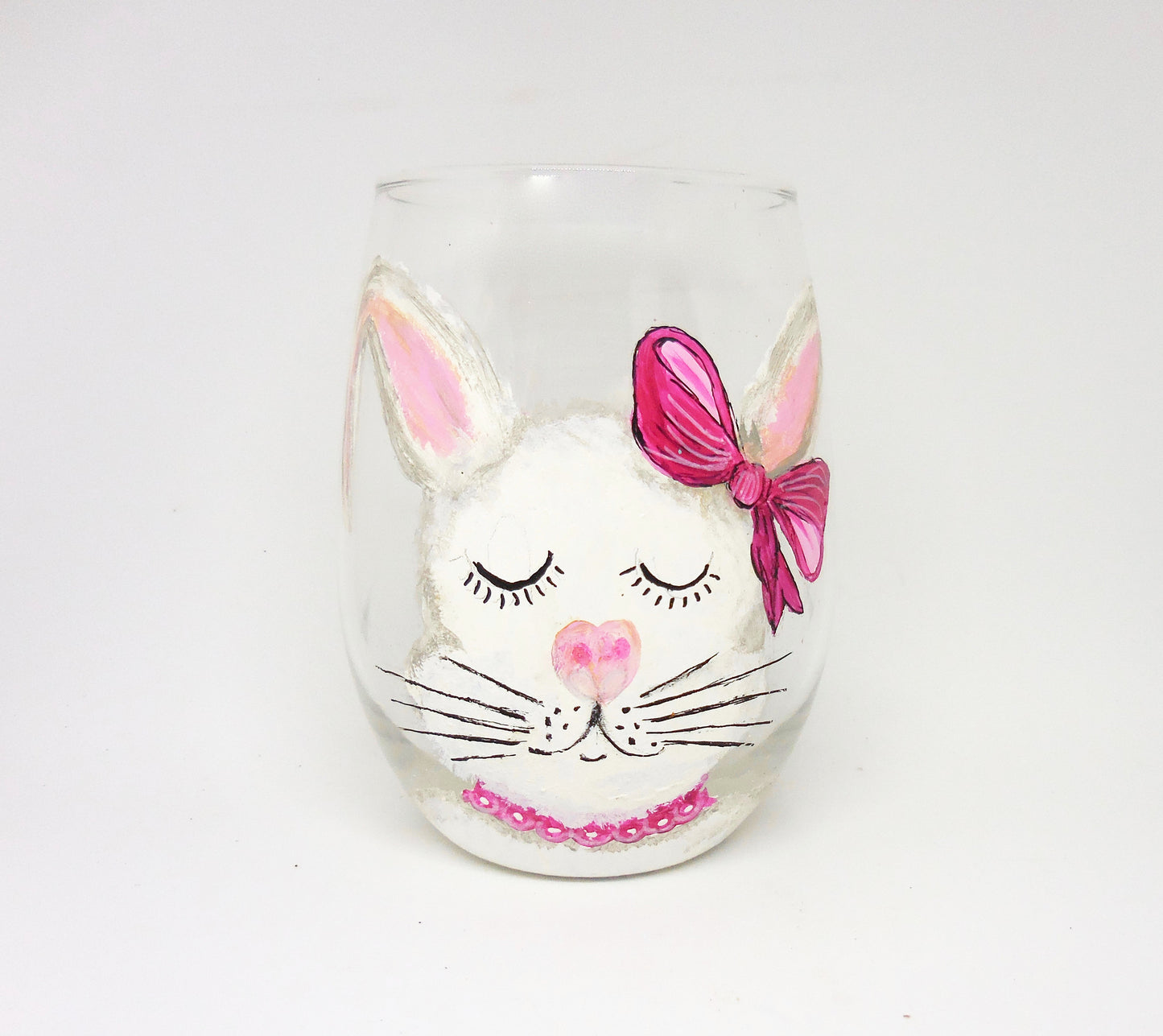 girl easter bunny glass