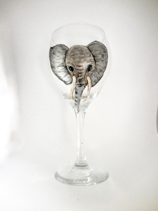 wine glass with an elephant's head design