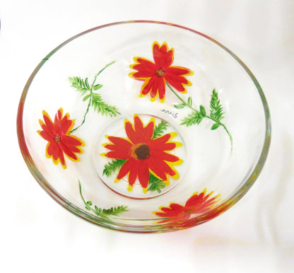 bowl with red and yellow flowers