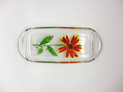 Firewheel Flower Glass Butter Dish