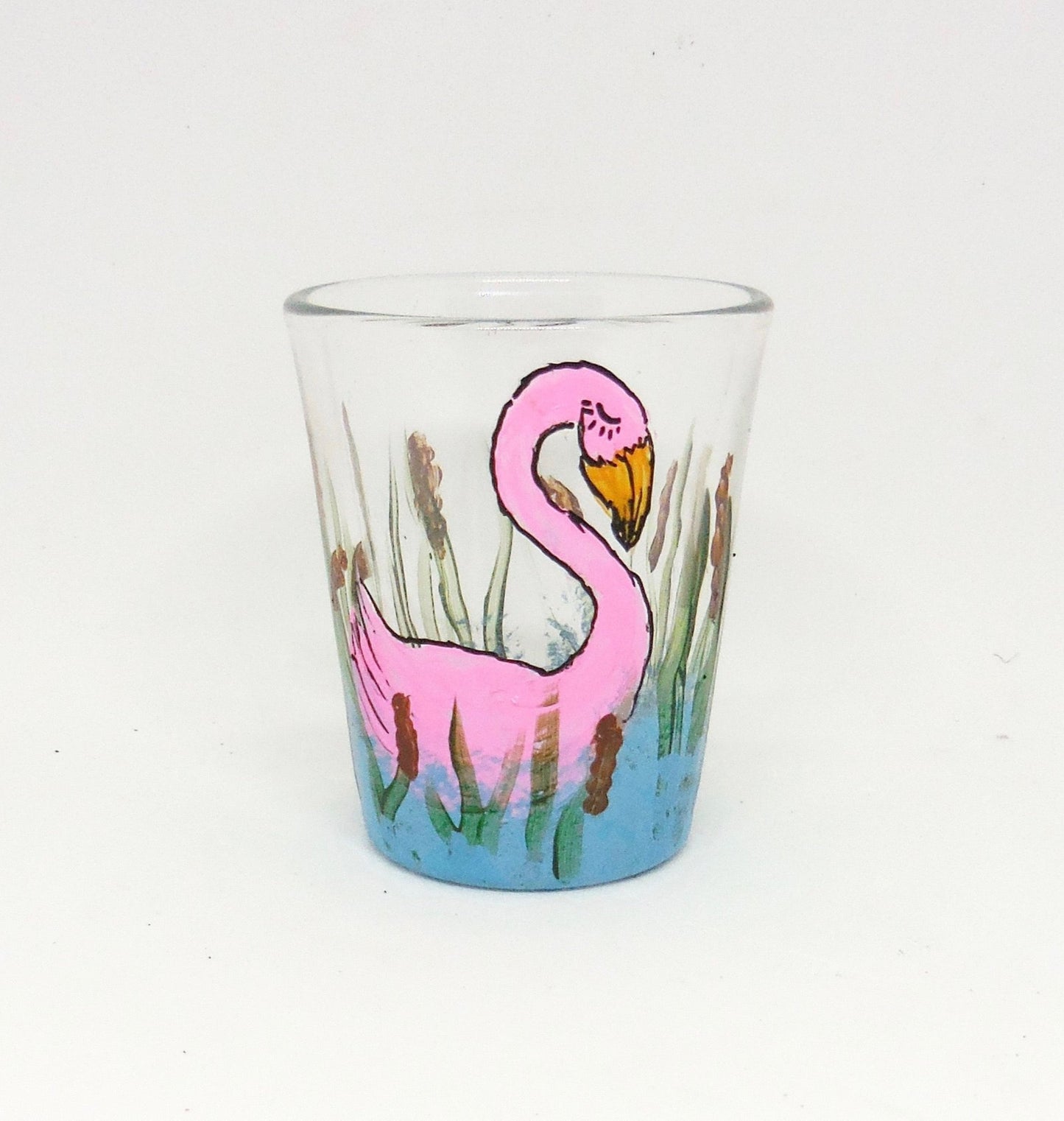 shot glass with flamingo