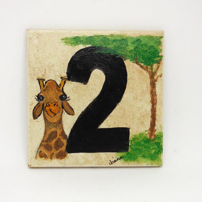 Address number tile with Giraffe design