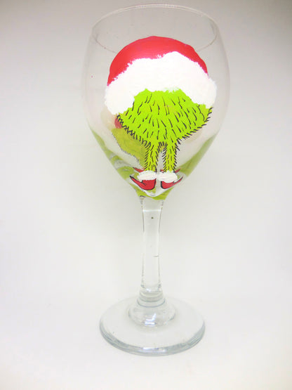 Grinch Wine Glass