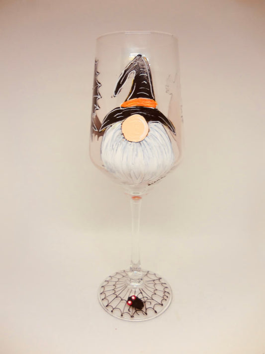 Halloween Gnome Wine Glass