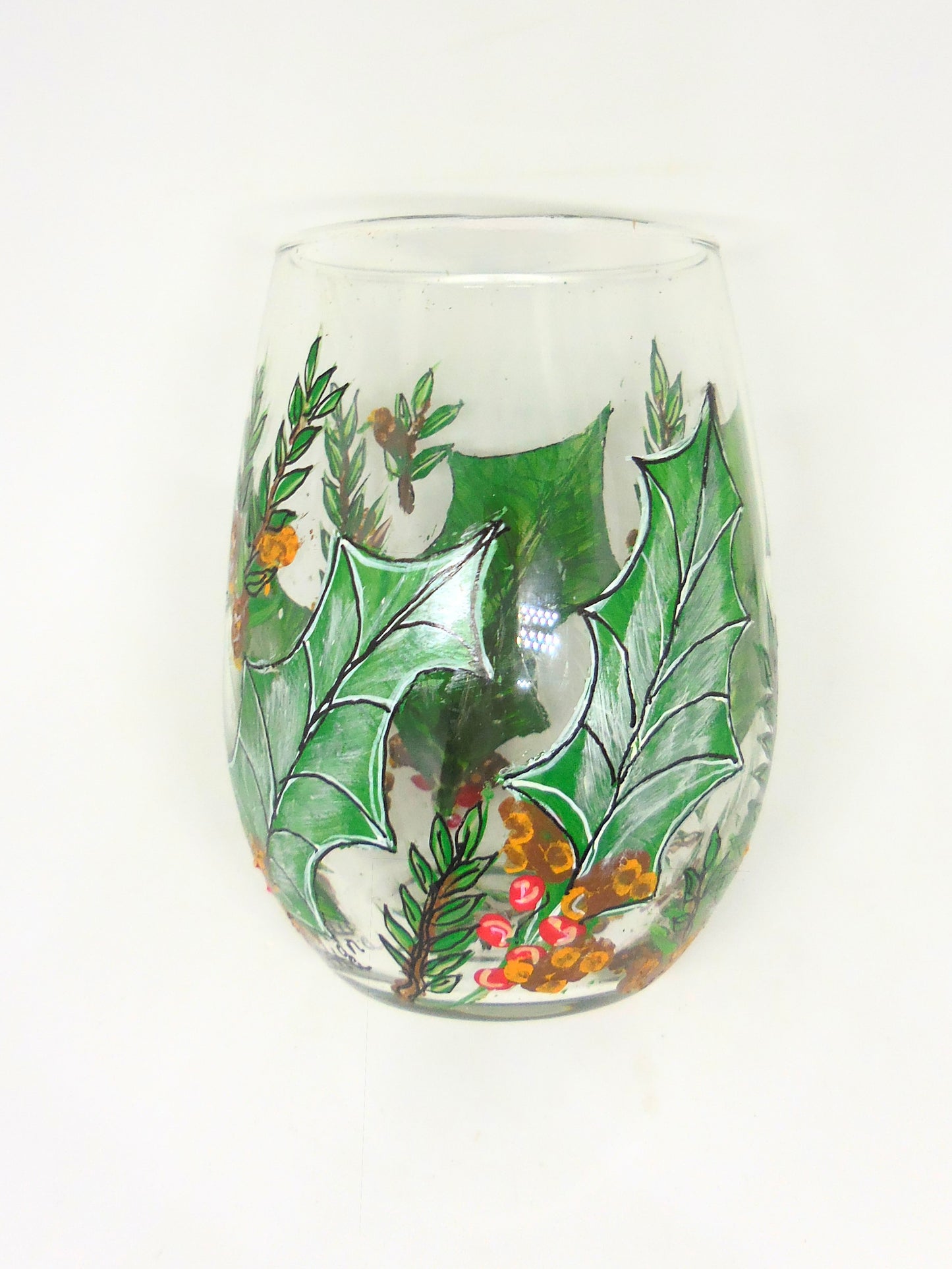Holly & Pine Stemless Wine Glass