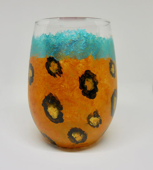 Leopard Print Stemless Wine Glass