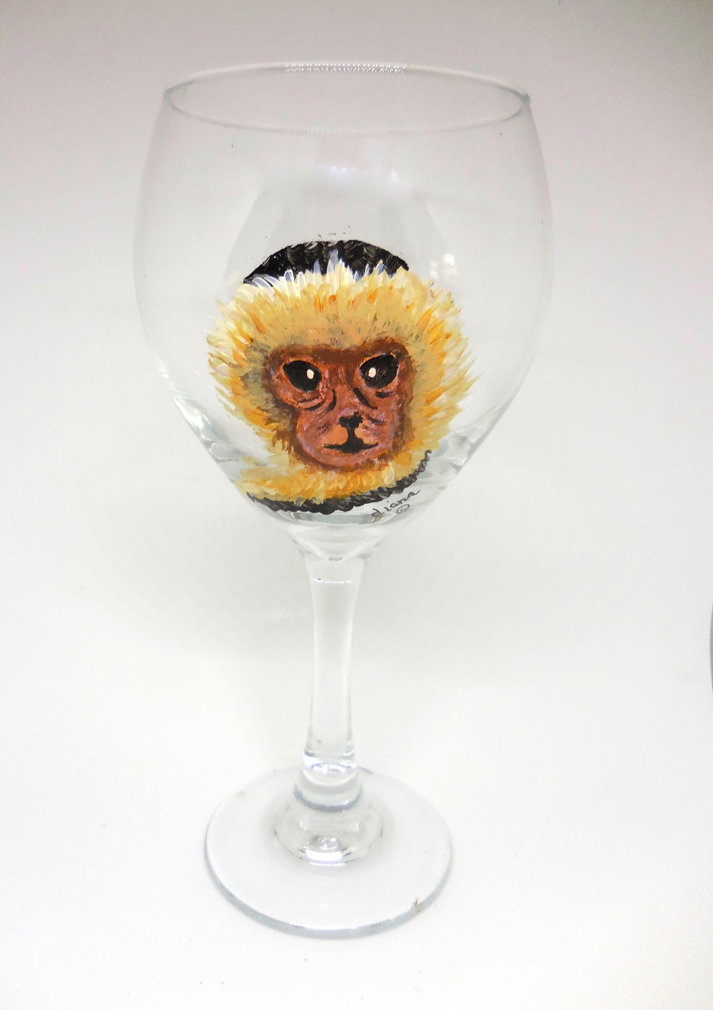 Wine Glass with Monkey Design