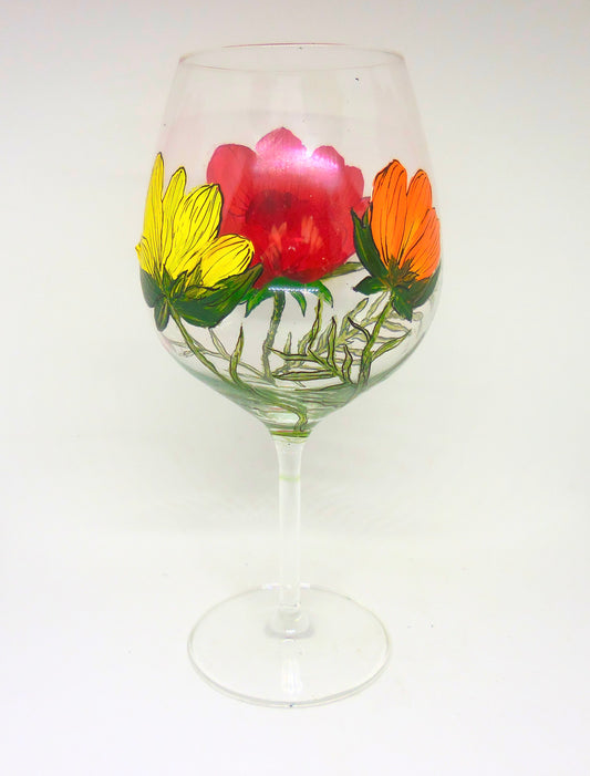 Poppies Wine Glass