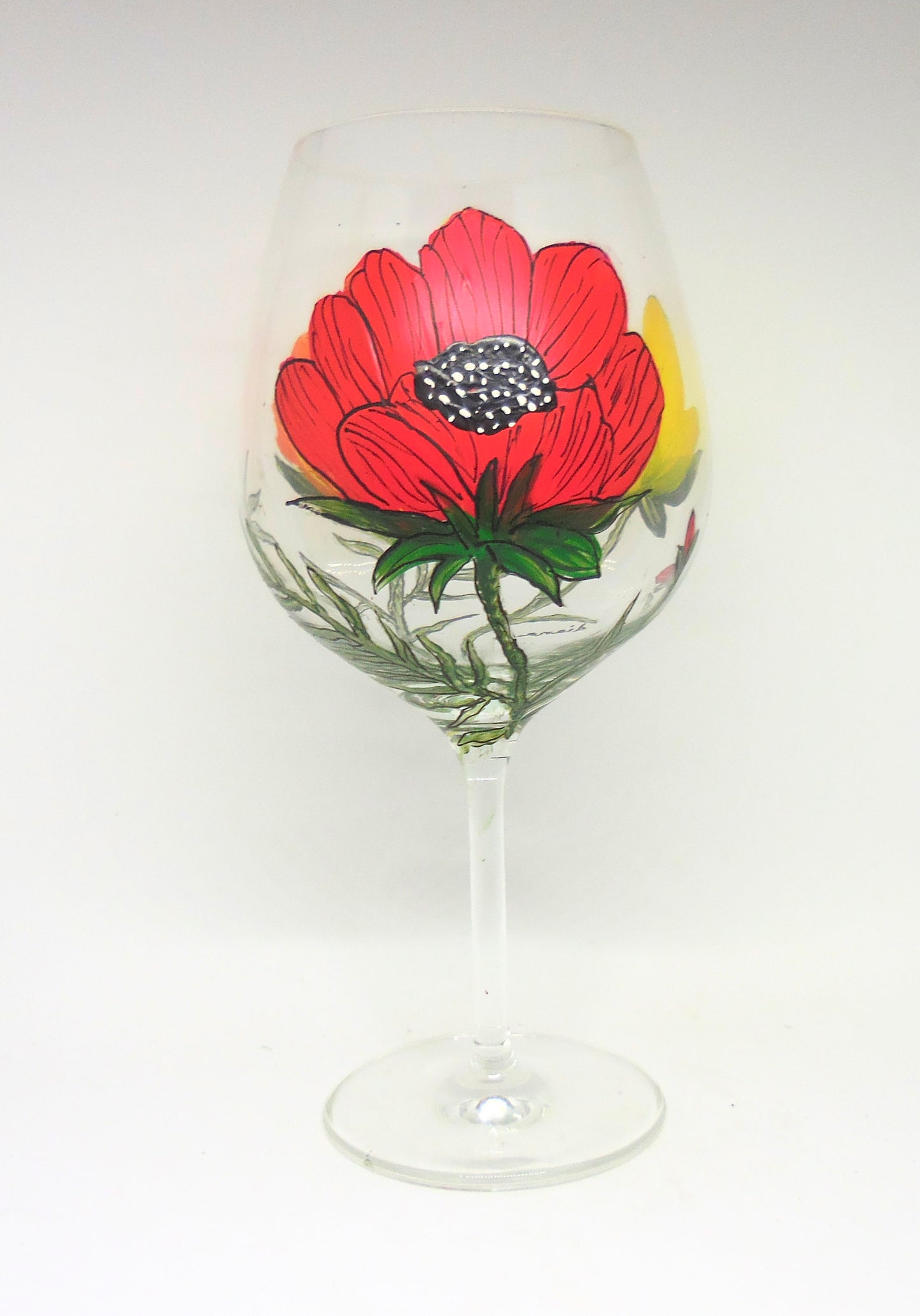 Poppies Wine Glass