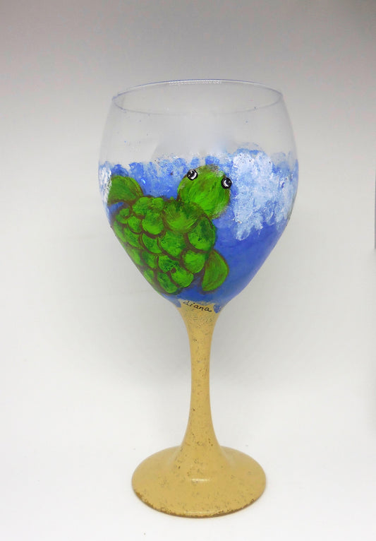 Sea Turtle Wine Glass