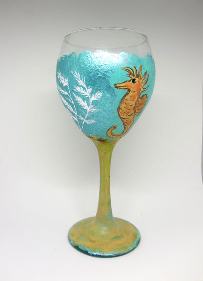 Sea Horse and Coral Wine Glass