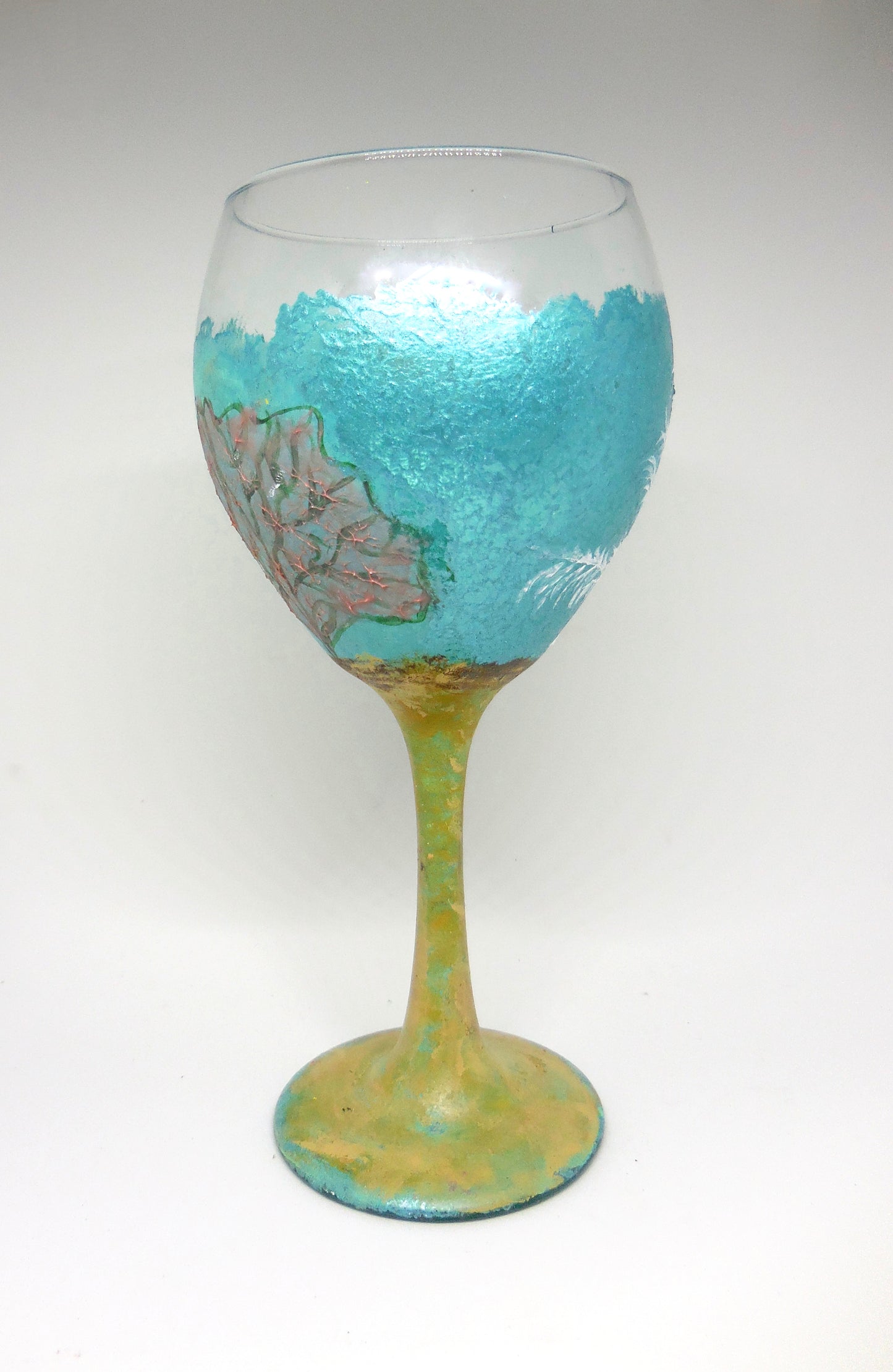 Sea Horse and Coral Wine Glass