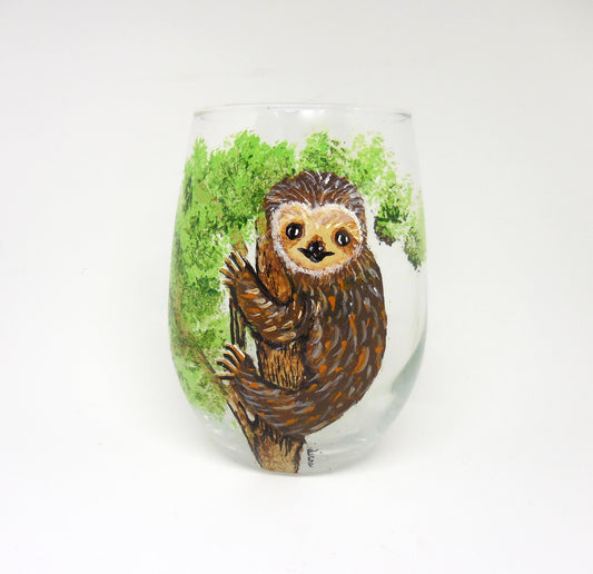 Baby Sloth Stemless Wine Glass