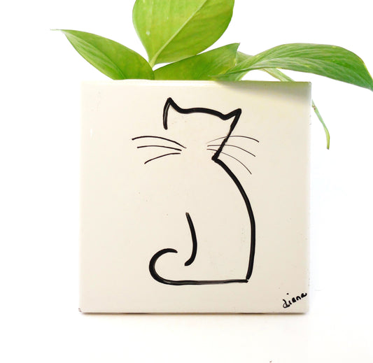 Cat Silhouette Ceramic Tile