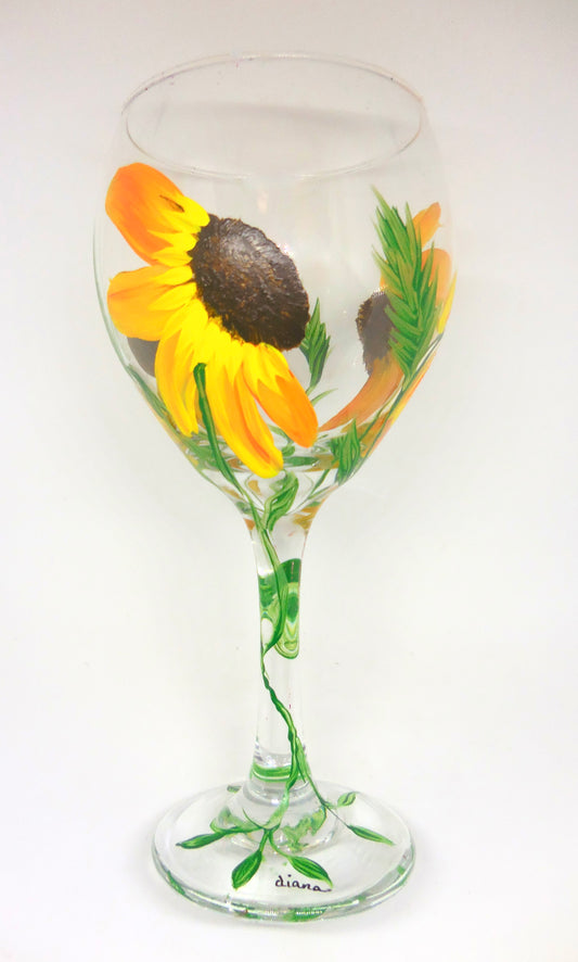 Sunflowers Wine Glass