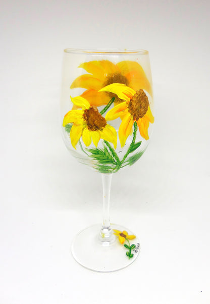 Sunflowers Wine Glass