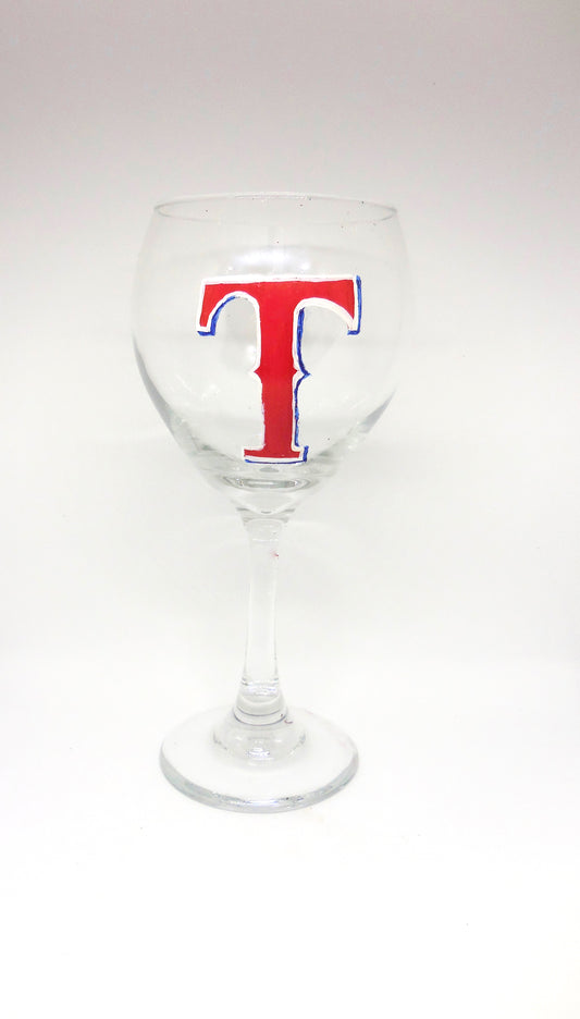 Texas Rangers Wine Glass