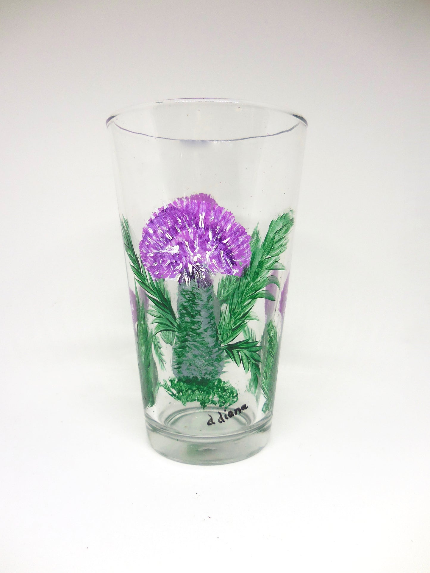 Purple Thistle Water Glass