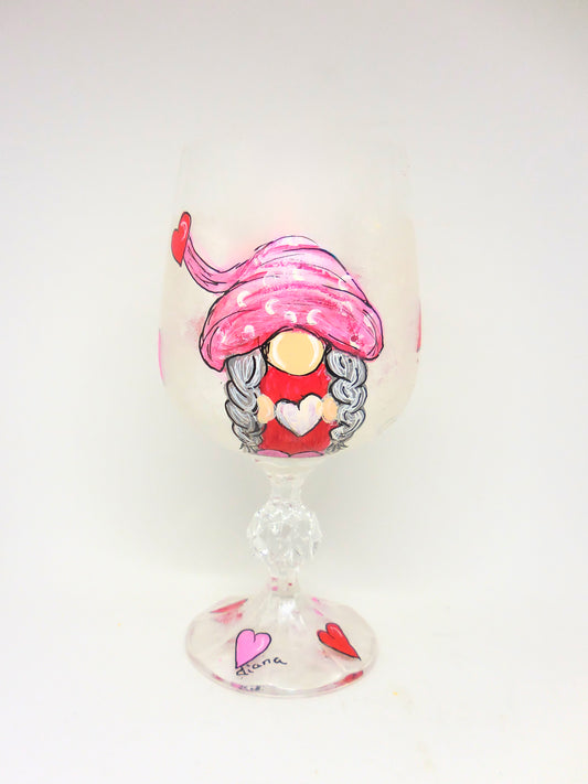 Valentine's Gnomes Wine Glasses