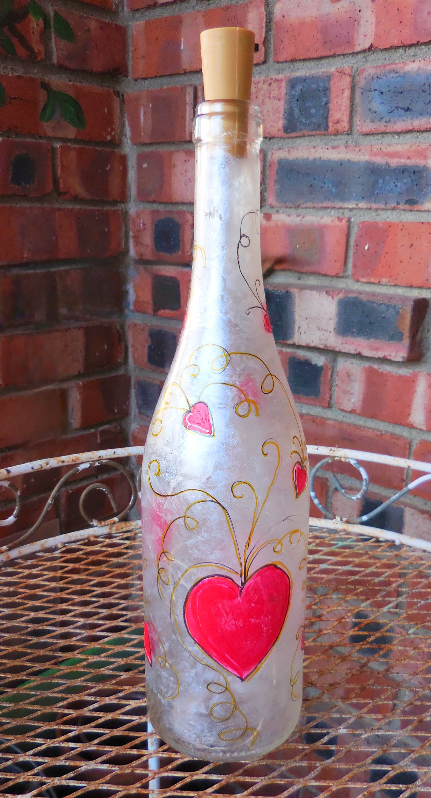 Valentine Hearts Wine Bottle with Lights